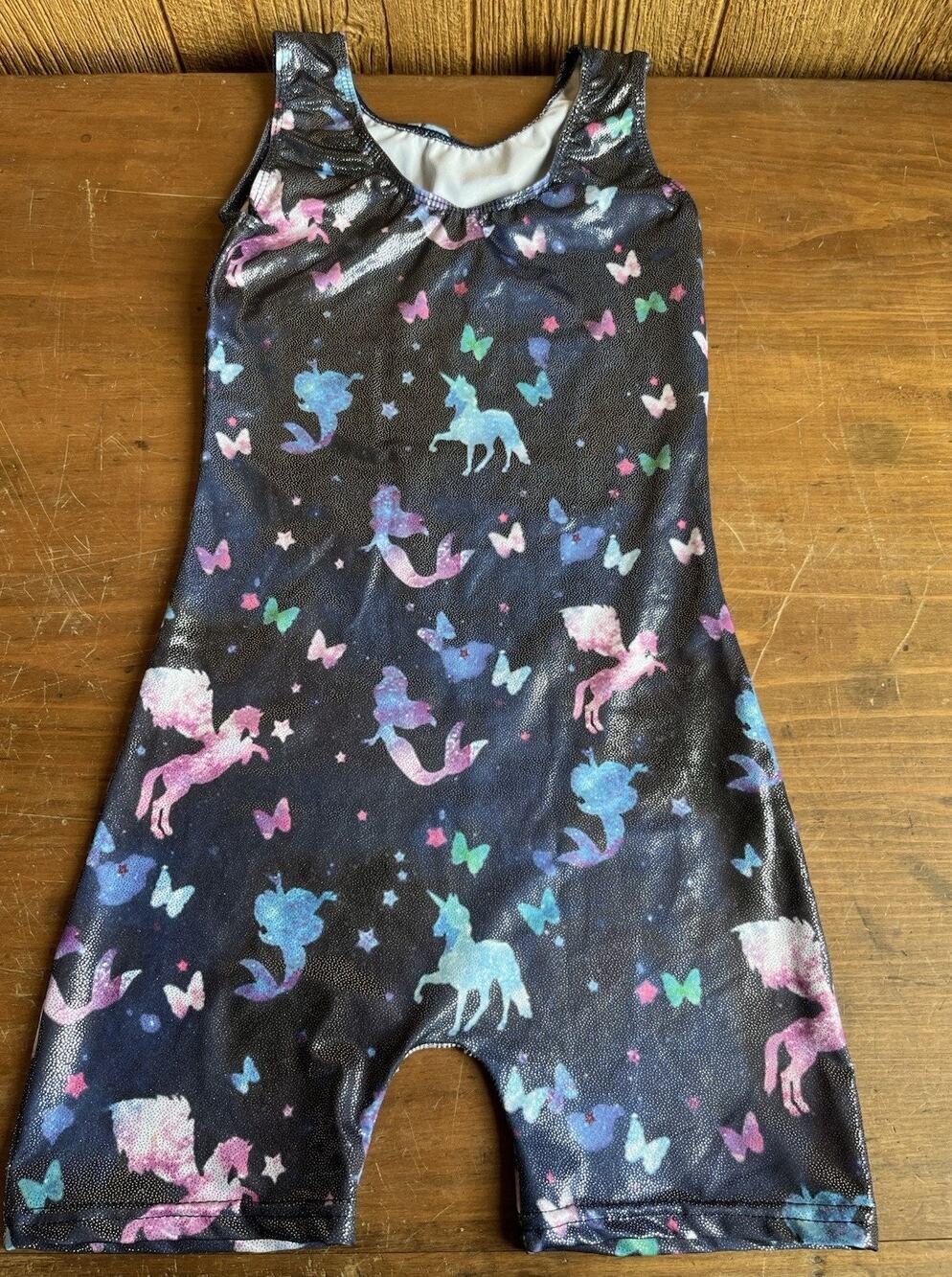 Girls Unicorn Gymnastics Leotard Unitard Sleeveless Size 150 Youth 10-12 Dance